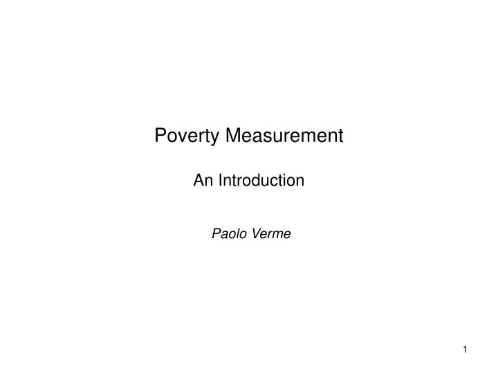 poverty measurement an introduction
