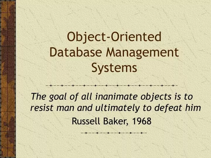 object oriented database management systems