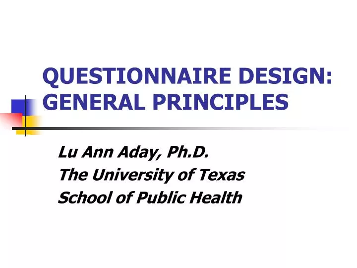 questionnaire design general principles
