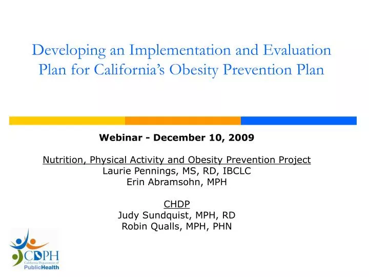 developing an implementation and evaluation plan for california s obesity prevention plan