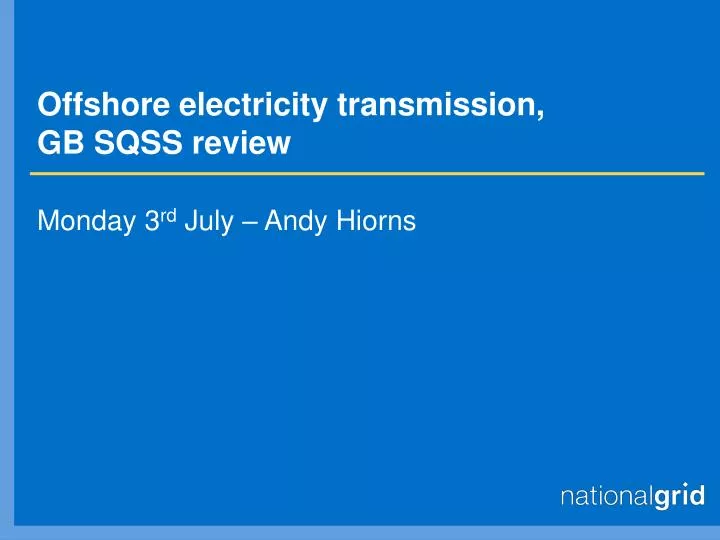 offshore electricity transmission gb sqss review