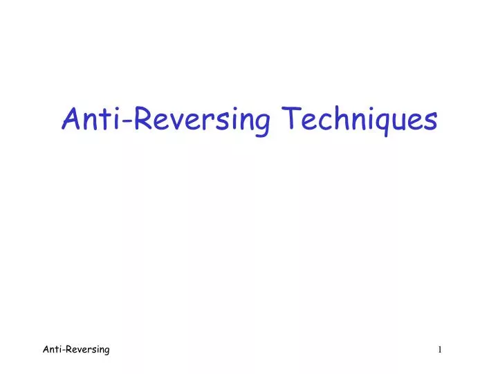 anti reversing techniques