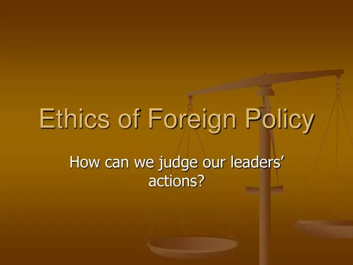ethics of foreign policy