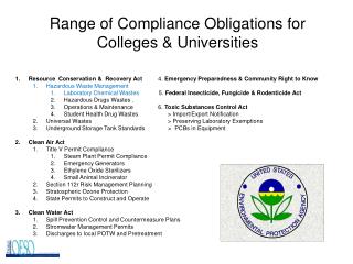 Range of Compliance Obligations for Colleges &amp; Universities