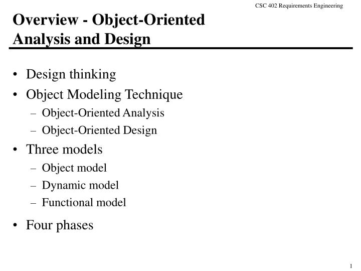overview object oriented analysis and design