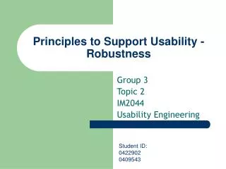 Principles to Support Usability - Robustness