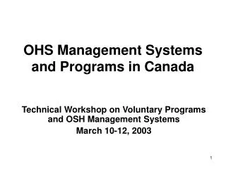 OHS Management Systems and Programs in Canada