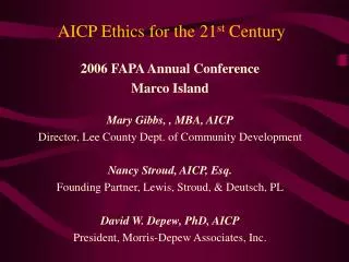 AICP Ethics for the 21 st Century