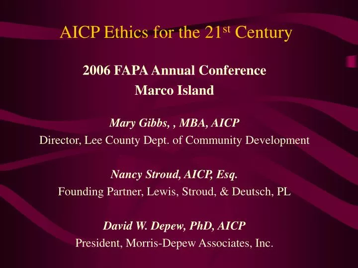 aicp ethics for the 21 st century