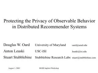 Protecting the Privacy of Observable Behavior in Distributed Recommender Systems