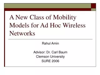 A New Class of Mobility Models for Ad Hoc Wireless Networks