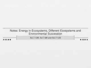 Notes: Energy in Ecosystems, Different Ecosystems and Environmental Succession