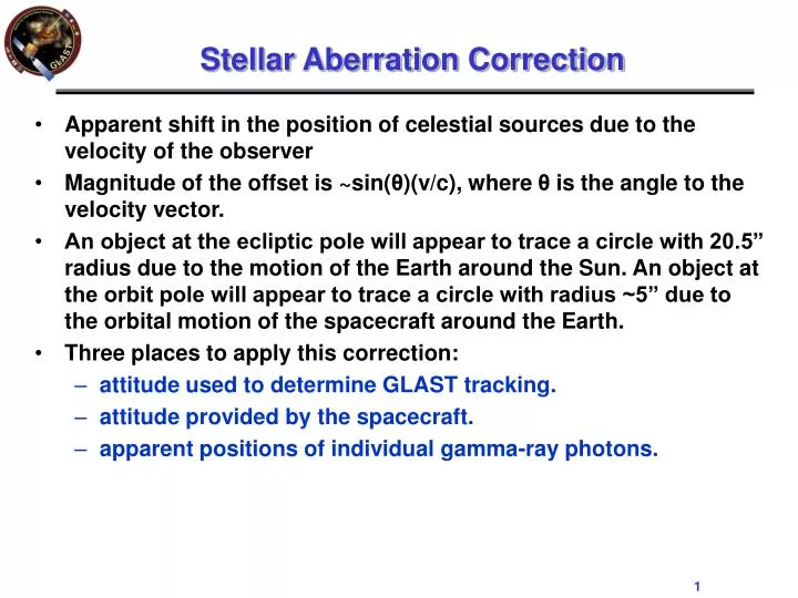 stellar aberration correction