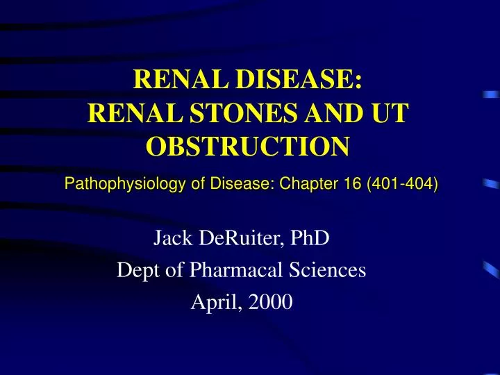 renal disease renal stones and ut obstruction pathophysiology of disease chapter 16 401 404