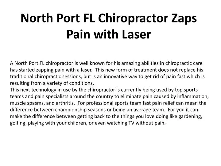 north port fl chiropractor zaps pain with laser