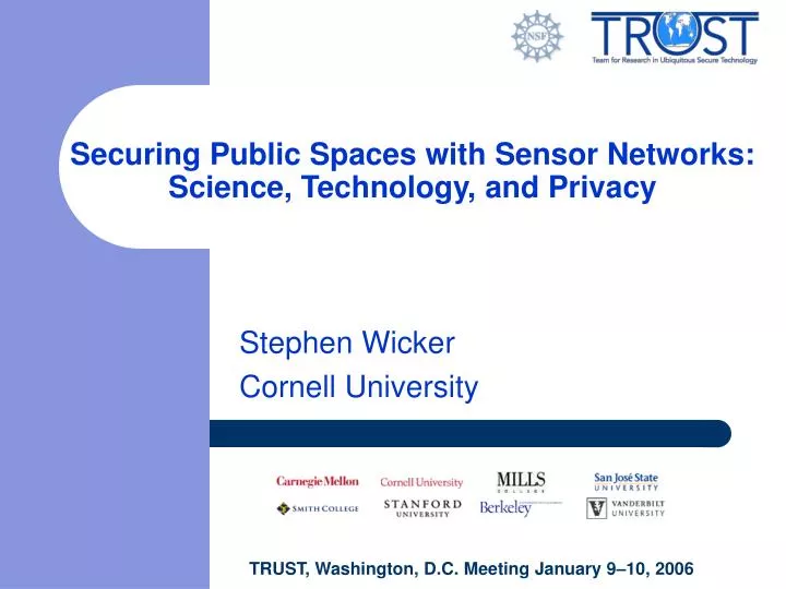 securing public spaces with sensor networks science technology and privacy