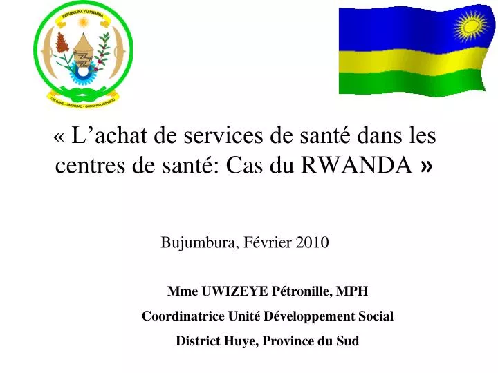 l achat de services de sant dans les centres de sant cas du rwanda