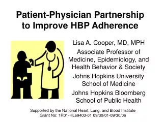 Patient-Physician Partnership to Improve HBP Adherence