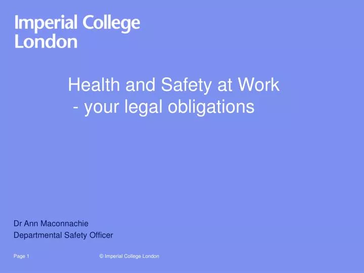 health and safety at work your legal obligations