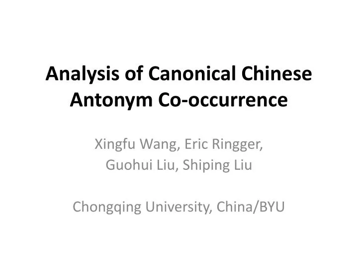 analysis of canonical chinese antonym co occurrence