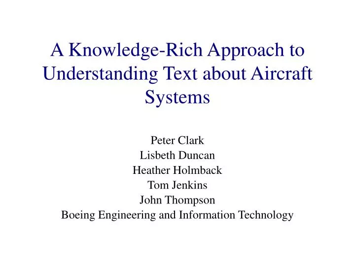 a knowledge rich approach to understanding text about aircraft systems