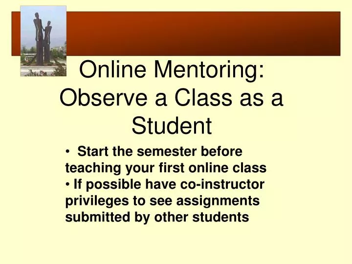 online mentoring observe a class as a student