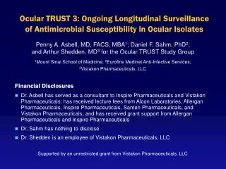 Ocular TRUST 3: Ongoing Longitudinal Surveillance of Antimicrobial Susceptibility in Ocular Isolates