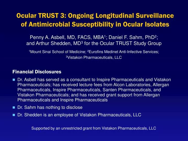 ocular trust 3 ongoing longitudinal surveillance of antimicrobial susceptibility in ocular isolates