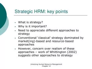 Strategic HRM: key points