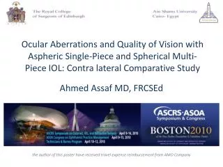 Ocular Aberrations and Quality of Vision with Aspheric Single-Piece and Spherical Multi-Piece IOL: Contra lateral Compar