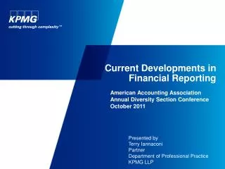 Current Developments in Financial Reporting