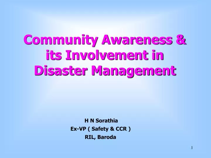 community awareness its involvement in disaster management