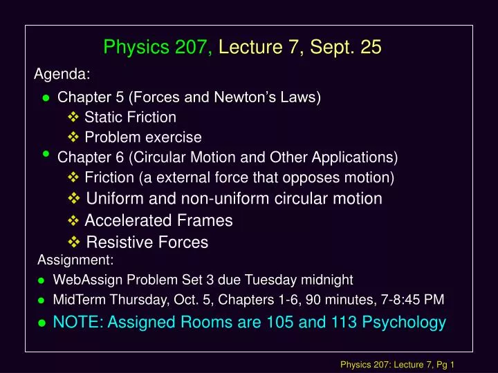 physics 207 lecture 7 sept 25