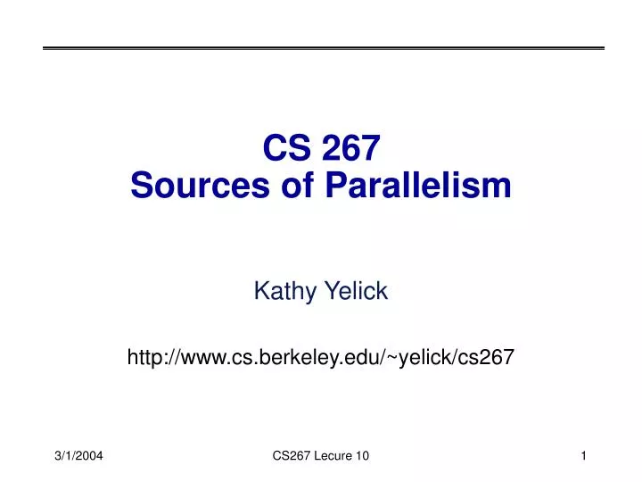 cs 267 sources of parallelism