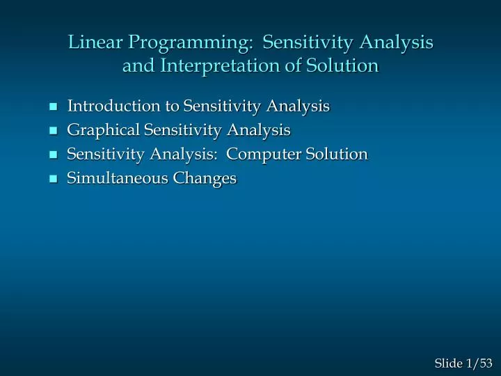 linear programming sensitivity analysis and interpretation of solution