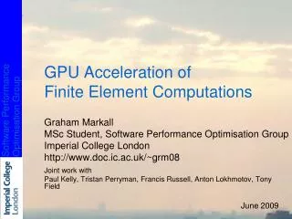 GPU Acceleration of Finite Element Computations