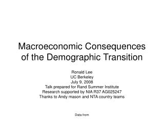 Macroeconomic Consequences of the Demographic Transition