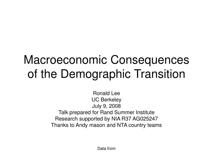 macroeconomic consequences of the demographic transition