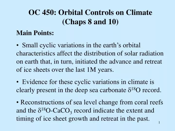 oc 450 orbital controls on climate chaps 8 and 10
