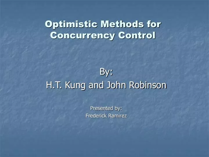 optimistic methods for concurrency control
