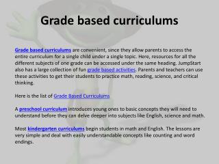 Grade Based Curriculums