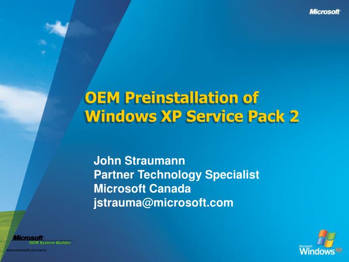 oem preinstallation of windows xp service pack 2
