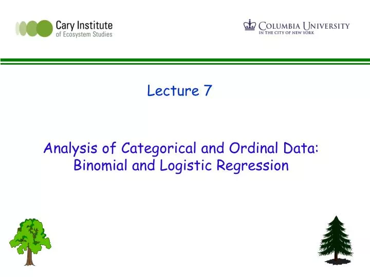 analysis of categorical and ordinal data binomial and logistic regression