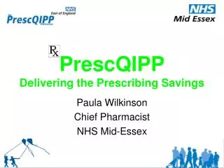 PrescQIPP Delivering the Prescribing Savings