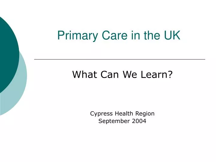 primary care in the uk
