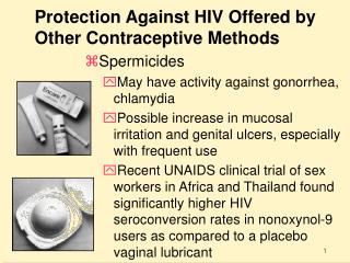 Protection Against HIV Offered by Other Contraceptive Methods