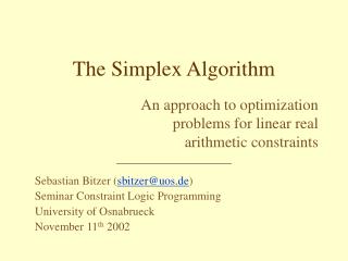 The Simplex Algorithm