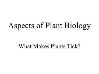 Aspects of Plant Biology