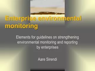 E nterprise environmental monitoring