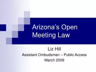 Arizona’s Open Meeting Law